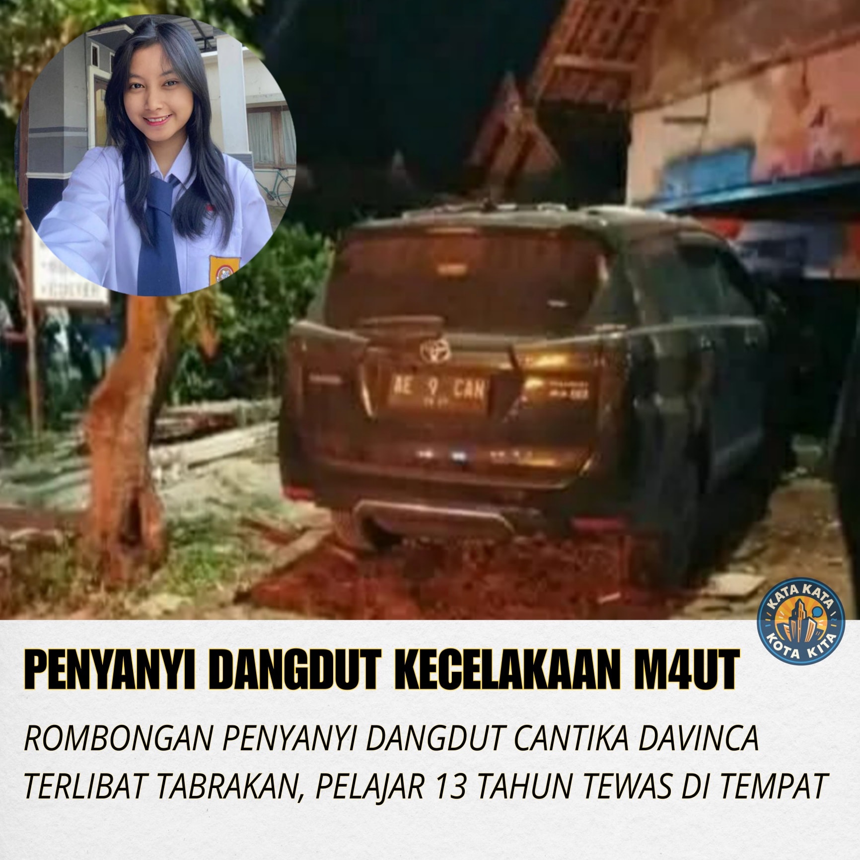 Pedangdut Cantika Davinca kecelakaan